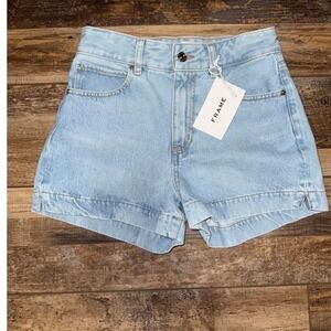 FRAME The Charm Short Light Wash Denim High Rise Cutoff Shorts Size 24